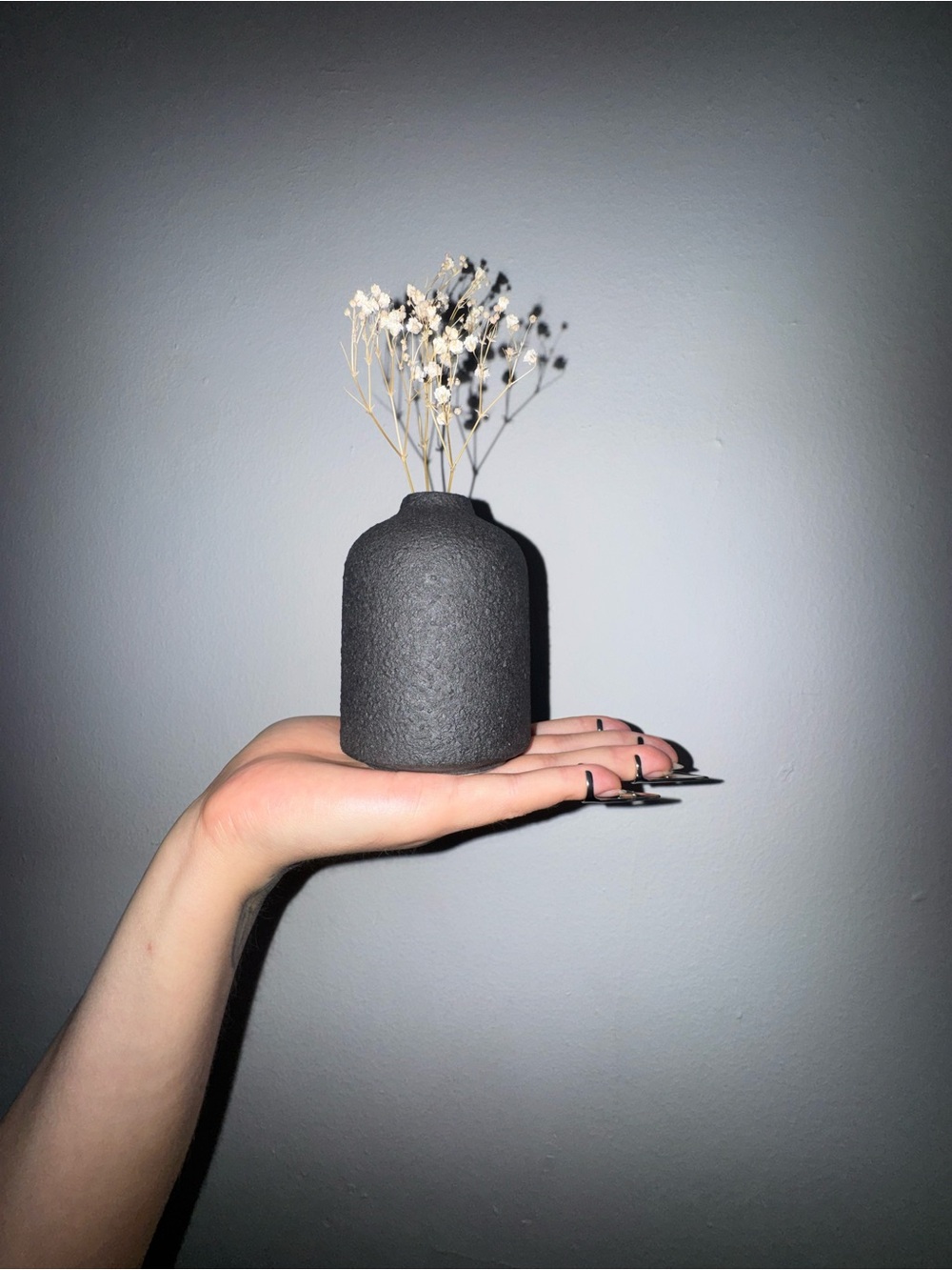 matte black textured mini vase